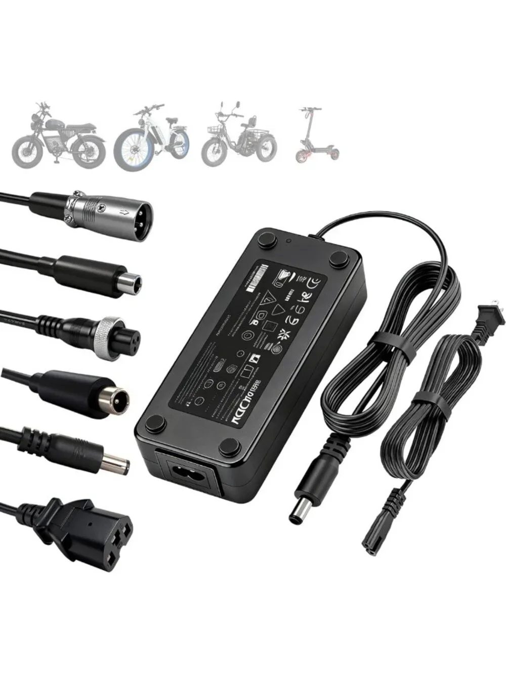54.6V 3A Fast Charger for Electric Bikes & Scooters, Universal 7-in-1, 48V